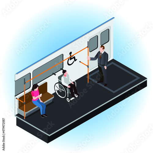 Priority seat in a public transport isometric 3d vector concept for banner, website, illustration, landing page, flyer, etc.