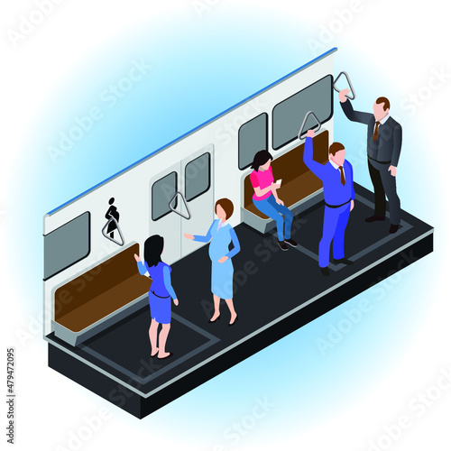 Priority seat in a public transport for pregnant women isometric 3d vector concept for banner, website, illustration, landing page, flyer, etc.