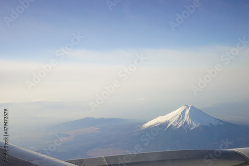 日本 飛行機からの富士山