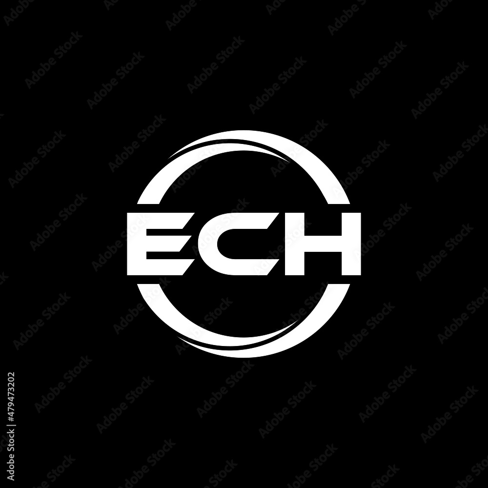 ECH letter logo design with black background in illustrator, vector ...