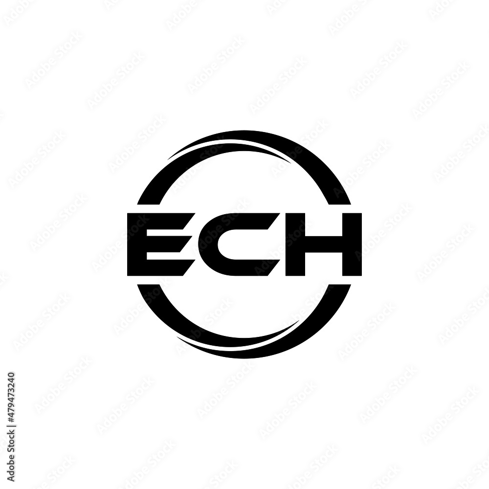 ECH letter logo design with white background in illustrator, vector ...