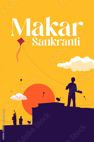 Makar Sankranti Indian kite festival design template design