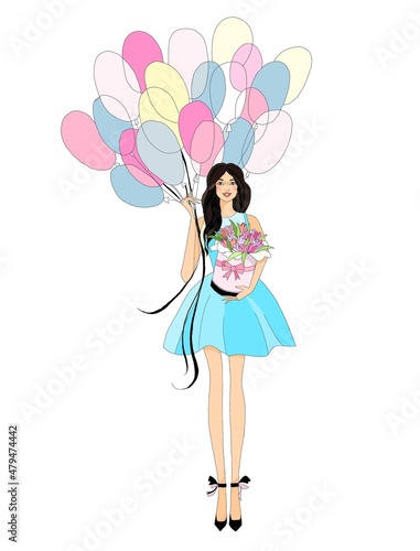 Brunette girl and balloons