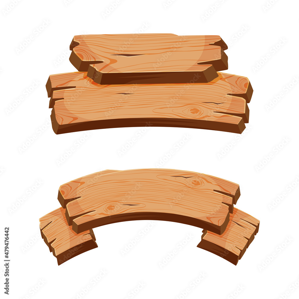 Wooden Empty Signboard Plank of Brown Timber Material Vector Set Wooden Empty Signboard Plank of Brown Timber Material Vector Set