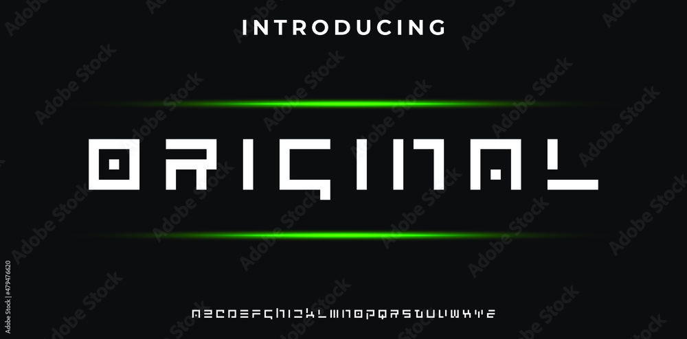 Modern tech ORIGINAL alphabet letters font. Classic Lettering Minimal ...