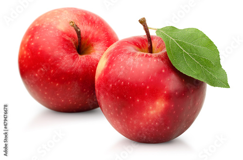 twtwo red apples on white isolated background