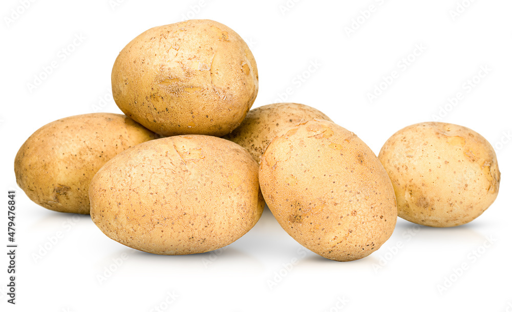 young potatoes on white isolated background young potatoes on white isolated background