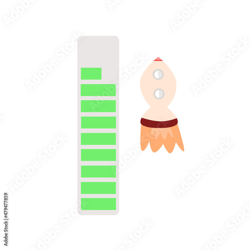 The full charge battery and a spaceship. growth  concept.