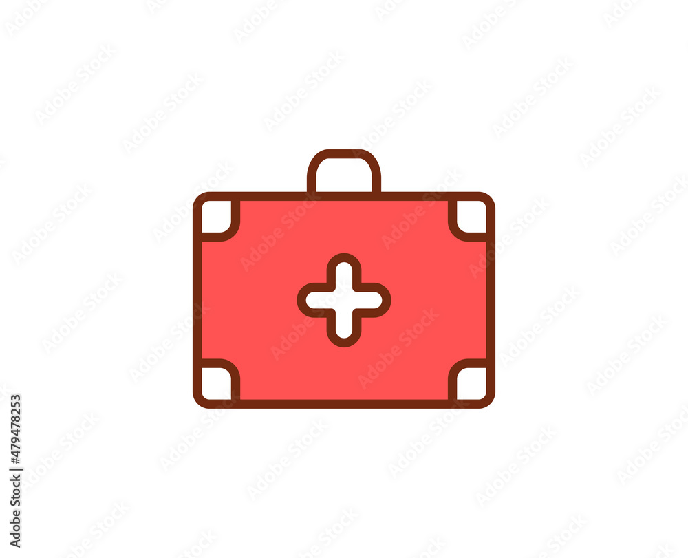 First aid kit flat icon. Thin line signs for design logo, visit card, etc. Single high-quality outline symbol for web design or mobile app. Medical outline pictogram. First aid kit flat icon. Thin line signs for design logo, visit card, etc. Single high-quality outline symbol for web design or mobile app. Medical outline pictogram.