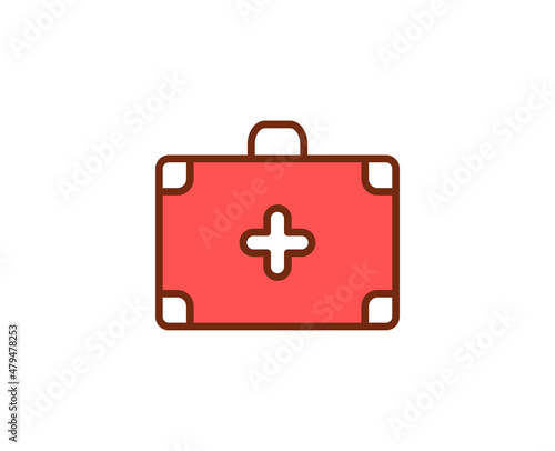 First aid kit flat icon. Thin line signs for design logo, visit card, etc. Single high-quality outline symbol for web design or mobile app. Medical outline pictogram.