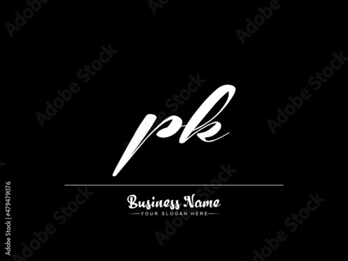 Signature PK Logo, initials Pk handwriting logo vector stock