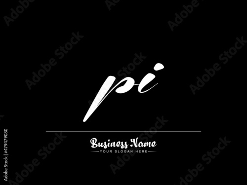 Signature PI Logo, initials Pi handwriting logo vector stock