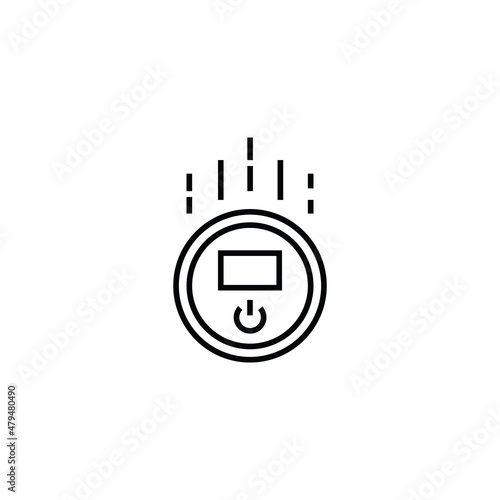 Household and daily routine concept. Single outline monochrome sign in flat style. Editable stroke. Line icon of robot vacuum cleaner