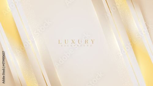 Diagonal golden lines with glitter light effect decoration, luxury style background design, vector illustration.