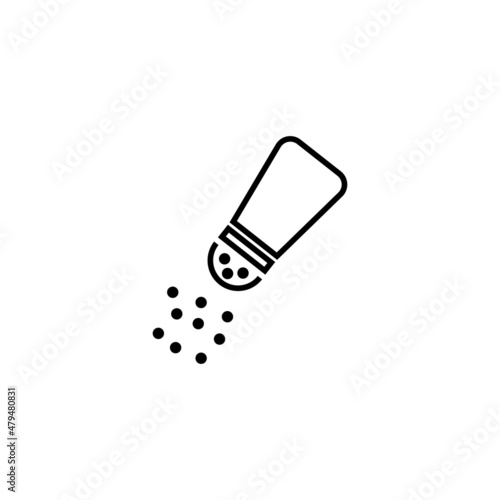 Household and daily routine concept. Single outline monochrome sign in flat style. Editable stroke. Line icon of salt shaker or pepper shaker
