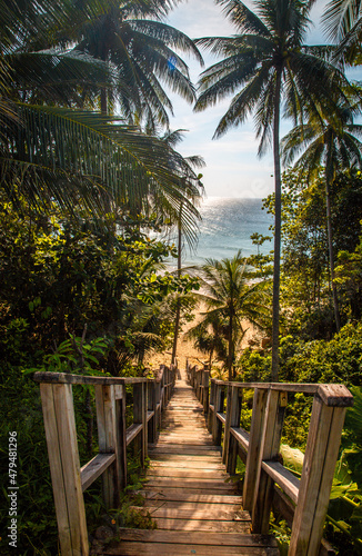 Nai thon beach and the wooden stairs in Phuket, Thailand