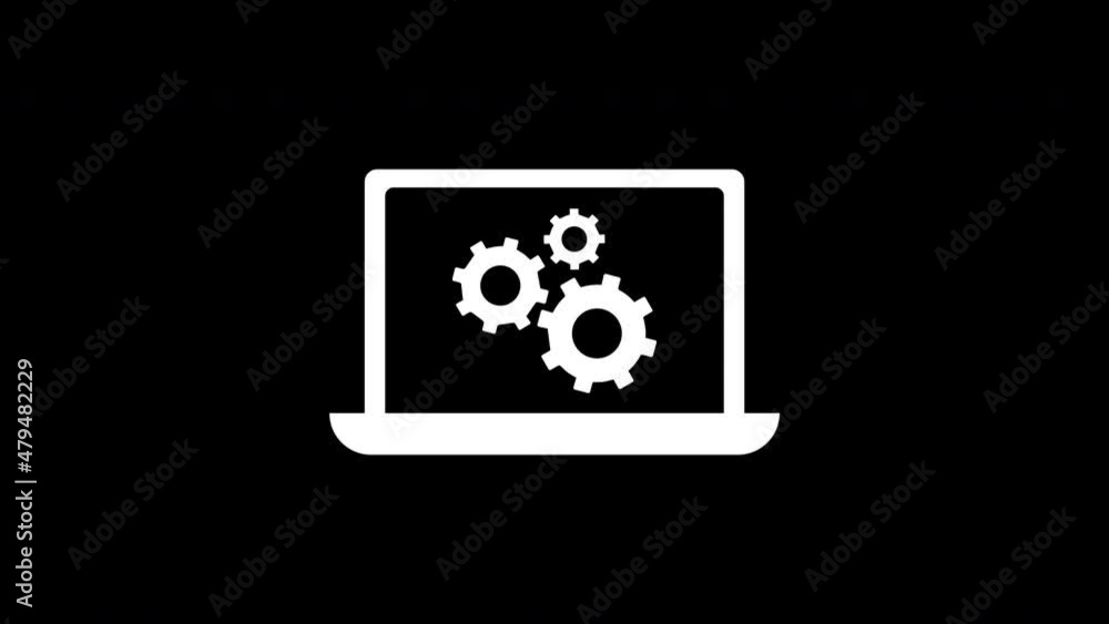 laptop and gears icon animation. 4K Video motion Animation. laptop and gears icon animation. 4K Video motion Animation.