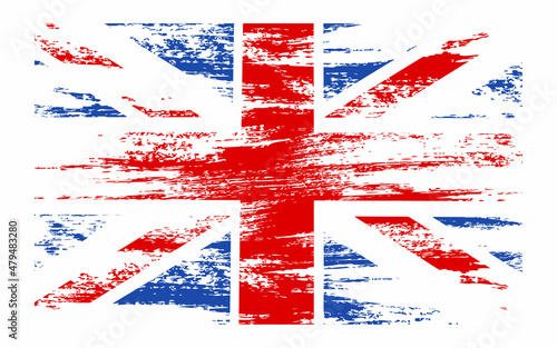 Flag of England in grunge style on white background