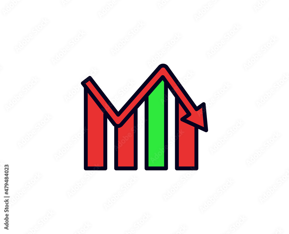 Down line icon. Vector symbol in trendy flat style on white background. Down sing for design. Down line icon. Vector symbol in trendy flat style on white background. Down sing for design.