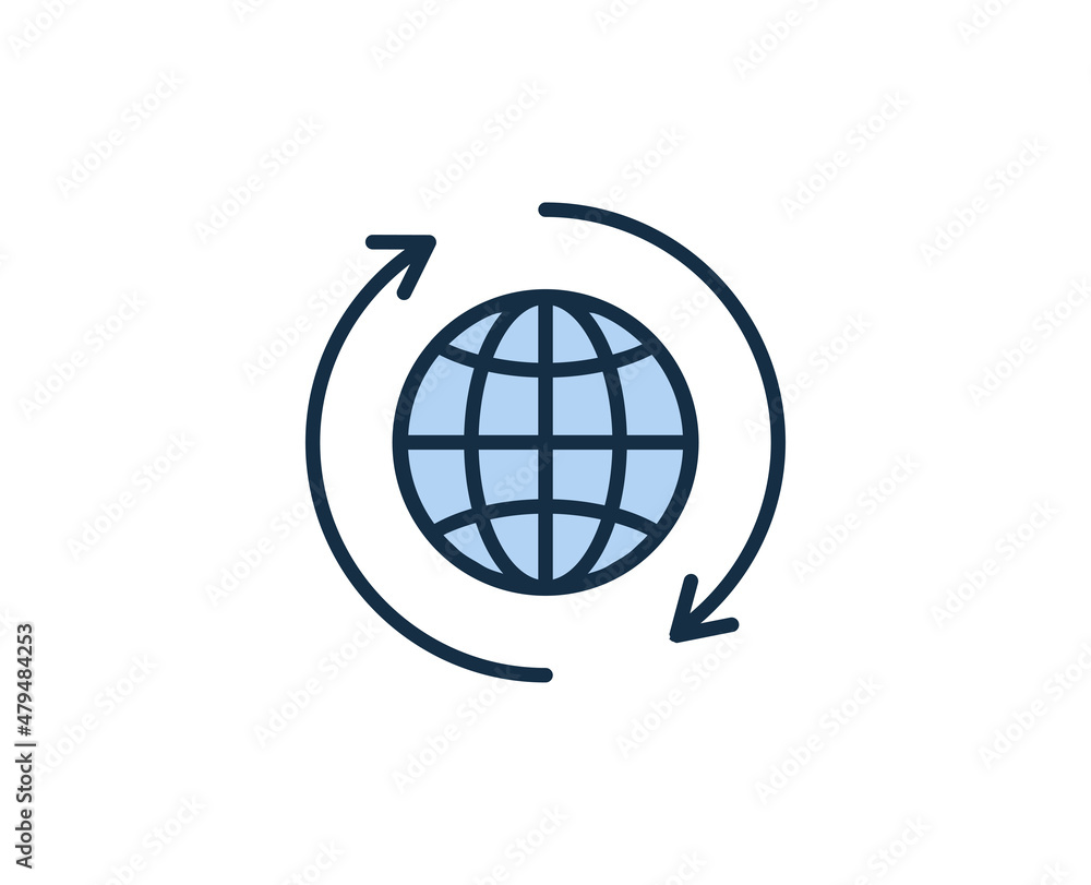 Line globe icon isolated on white background. Outline symbol for website design, mobile application, ui. Electronics pictogram. Vector illustration, editorial stroсk. Line globe icon isolated on white background. Outline symbol for website design, mobile application, ui. Electronics pictogram. Vector illustration, editorial stroсk.