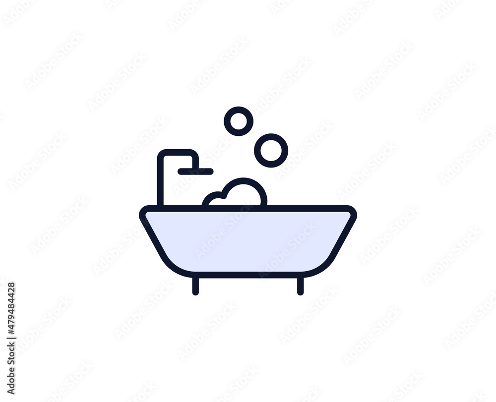Bath flat icon. Single high quality outline symbol for web design or mobile app. House thin line signs for design logo, visit card, etc. Outline pictogram EPS10 Bath flat icon. Single high quality outline symbol for web design or mobile app. House thin line signs for design logo, visit card, etc. Outline pictogram EPS10