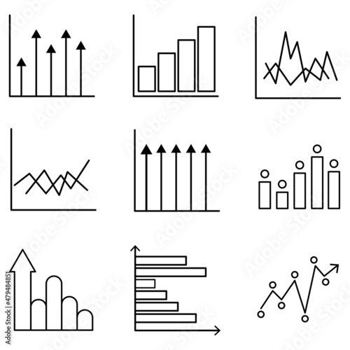 Set of line icons about Graph symbol