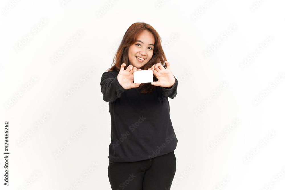 Holding and Showing Blank Credit or Bank Card Of Beautiful Asian Woman Wearing Black Shirt Holding and Showing Blank Credit or Bank Card Of Beautiful Asian Woman Wearing Black Shirt