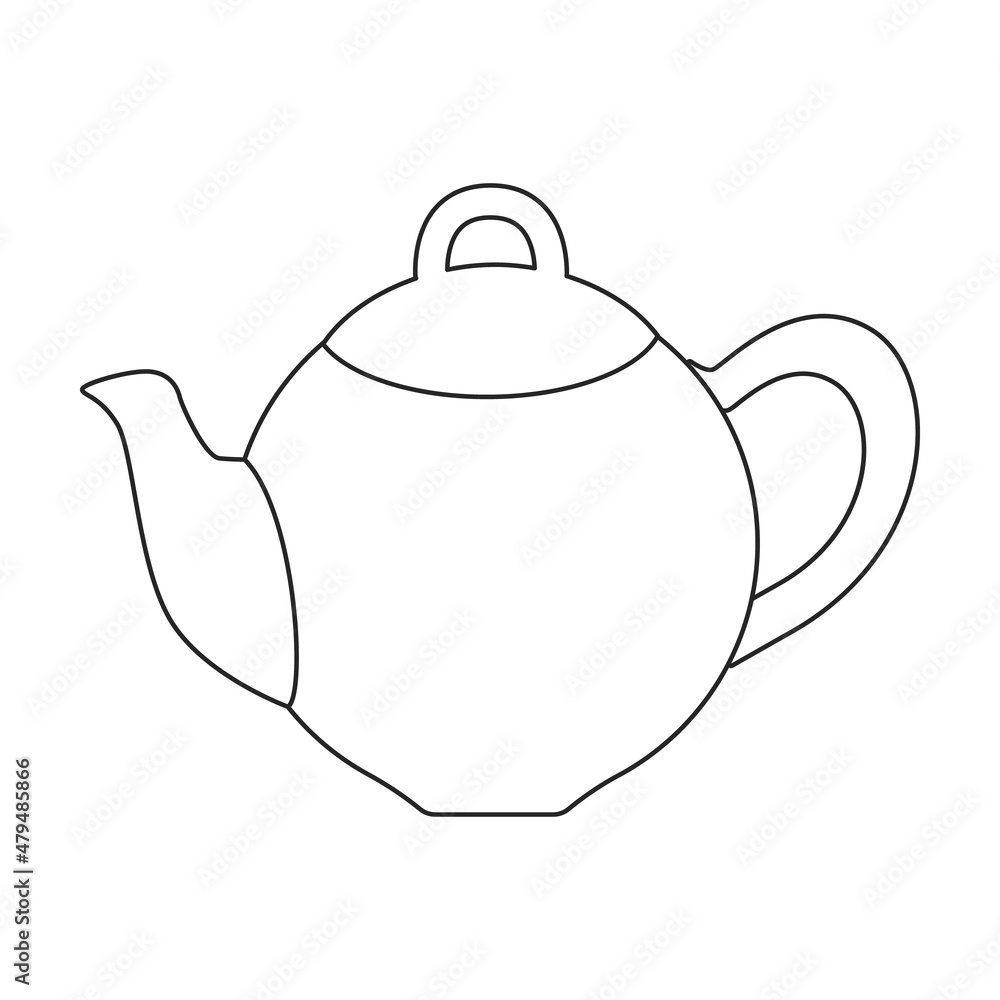 Fototapeta premium Teapot vector icon.Outline vector icon isolated on white background teapot.