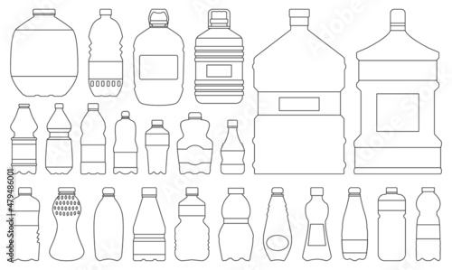 Plastic bottle vector outline set icon. Vector illustration water container on white background. Isolated outline set icon plastic bottle.