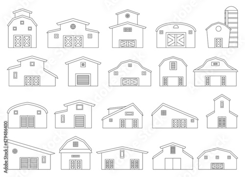 Barn vector outline icon. Isolated outline set icon granary.Vector illustration barn on white background .