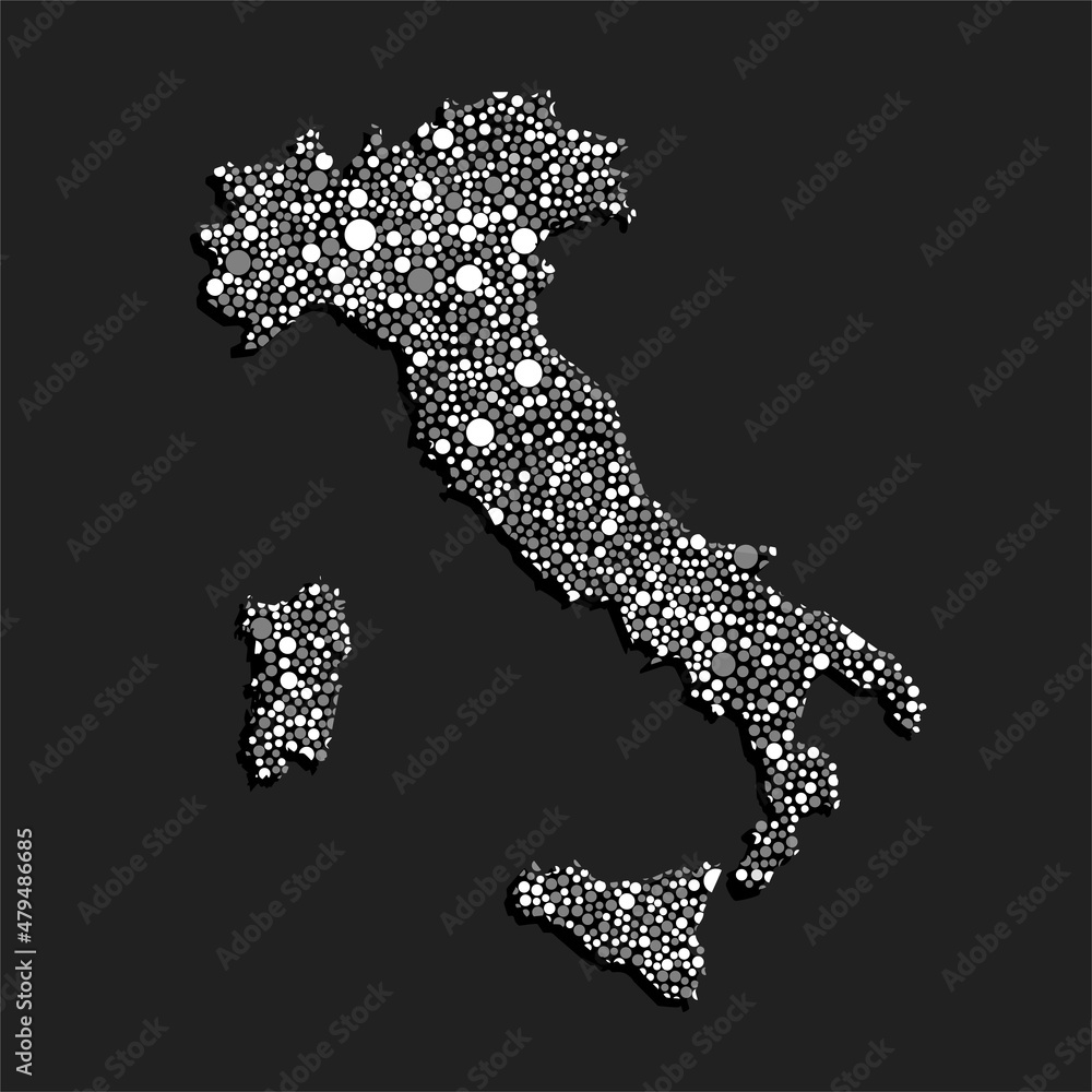 Obraz premium Creative map Italy from random white dots
