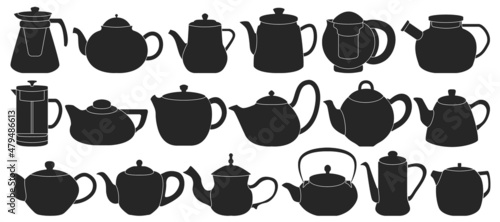 Teapot vector black set icon. Vector illustration kettle on white background. Isolated black set icon teapot.