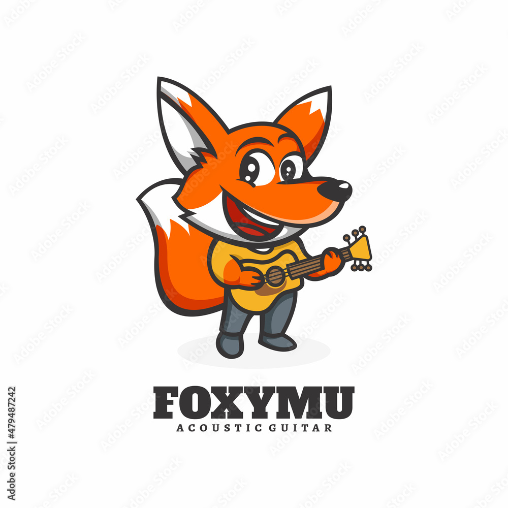 Vector Logo Illustration Fox Music Mascot Cartoon Style. Vector Logo Illustration Fox Music Mascot Cartoon Style.