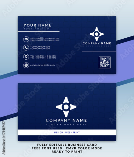 Simple blue business card vector design template