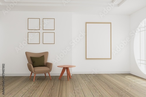 picture frame concept. empty room interior 3d rendering 