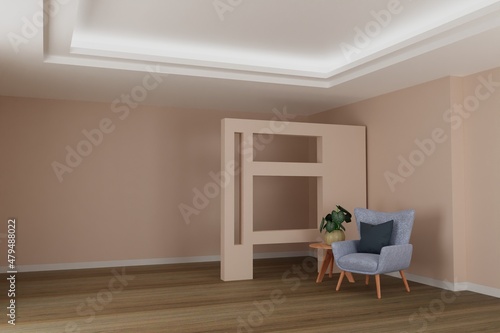 picture frame concept. empty room interior 3d rendering
