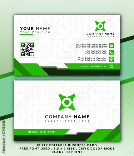 Simple green business card vector design template