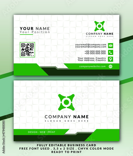 Simple green business card vector design template