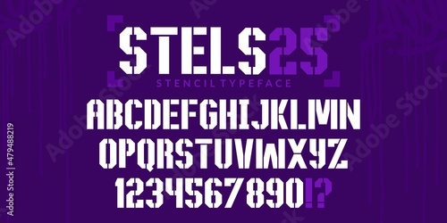Abstract Stencil Urban Street Art Graffiti Style Alphabet Typeface Stels Digital Typography Vector Illustration