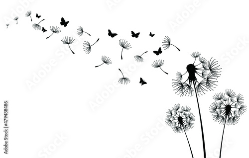 Canvas-taulu Three dandelions blowing in the wind