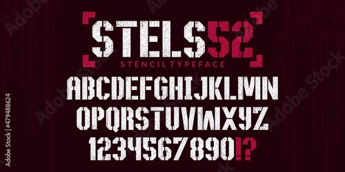 Bold Abstract Stencil Urban Street Art Graffiti Style Alphabet Typeface Stels Digital Typography Vector Illustration