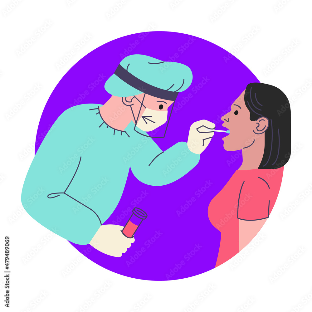 Doctor taking a throat swab vector illustration Doctor taking a throat swab vector illustration