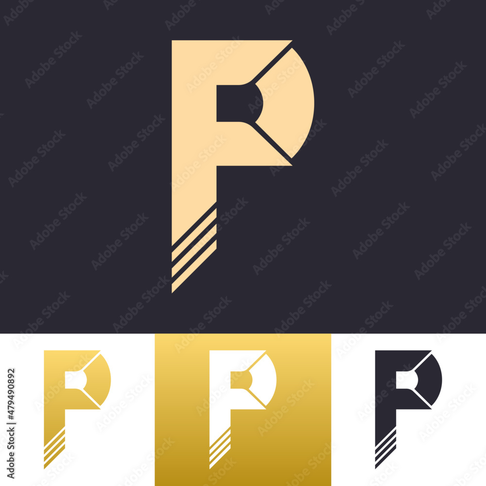 Letter P and F luxury simple logo with gold color Letter P and F luxury simple logo with gold color