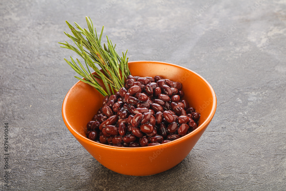 Vegan cuisine - black kidney in the bowl Vegan cuisine - black kidney in the bowl