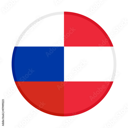 round icon with russia and austria flags. vector illustration isolated on white background