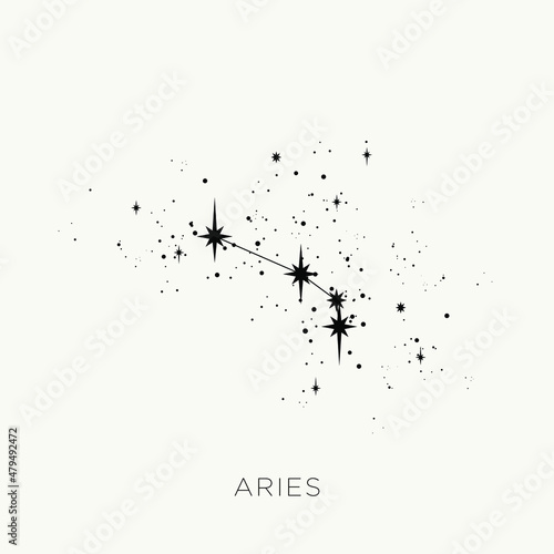 Star constellation zodiac aries vector black and white