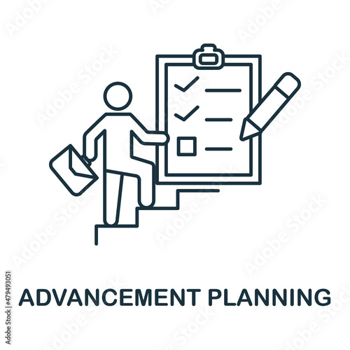 Advancement Planning icon. Line element from corporate development collection. Linear Advancement Planning icon sign for web design, infographics and more.