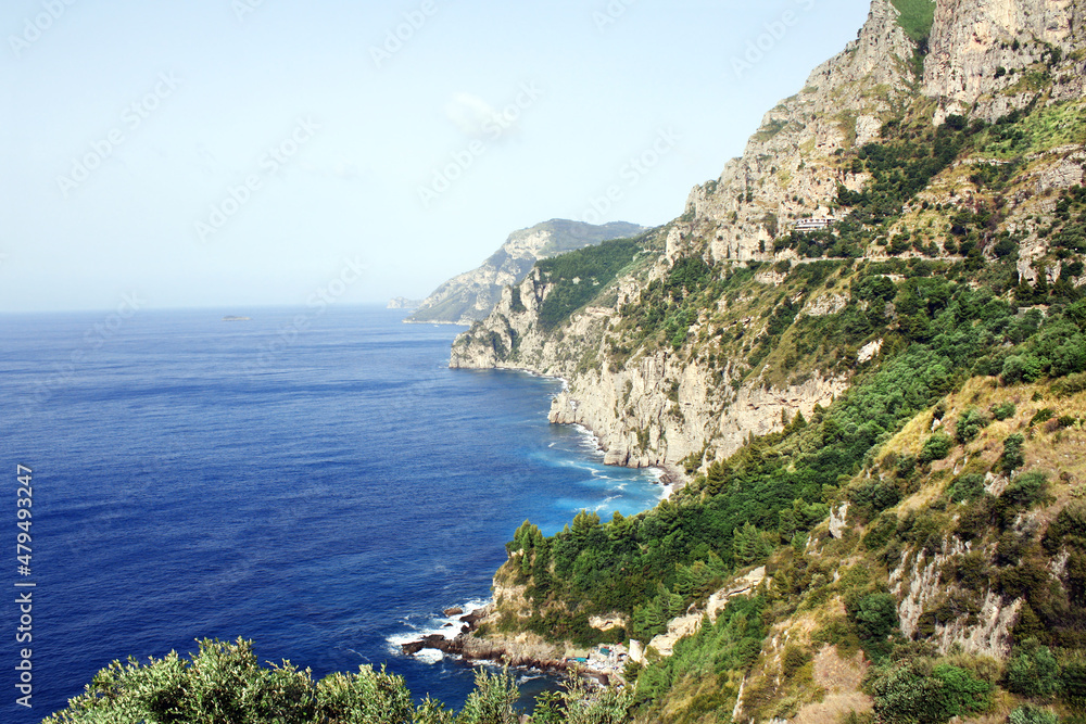 Aerial view of Amalfi coast and Mediterranean sea, Italy