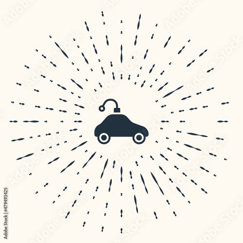 Grey Radio controlled car toy icon isolated on beige background. Control remote car toy. Abstract circle random dots. Vector