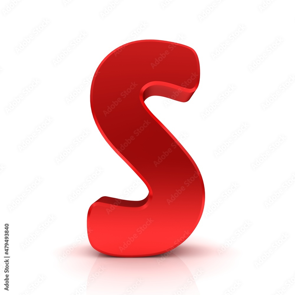 S letter red sign 3d S letter red sign 3d